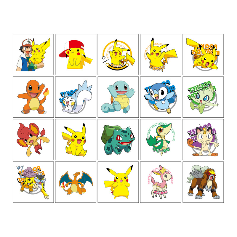 5*5cm 20pcs 포켓몬 피카추 문신 스티커 어린이 - Laptop Accessories All 리뷰 및 가격