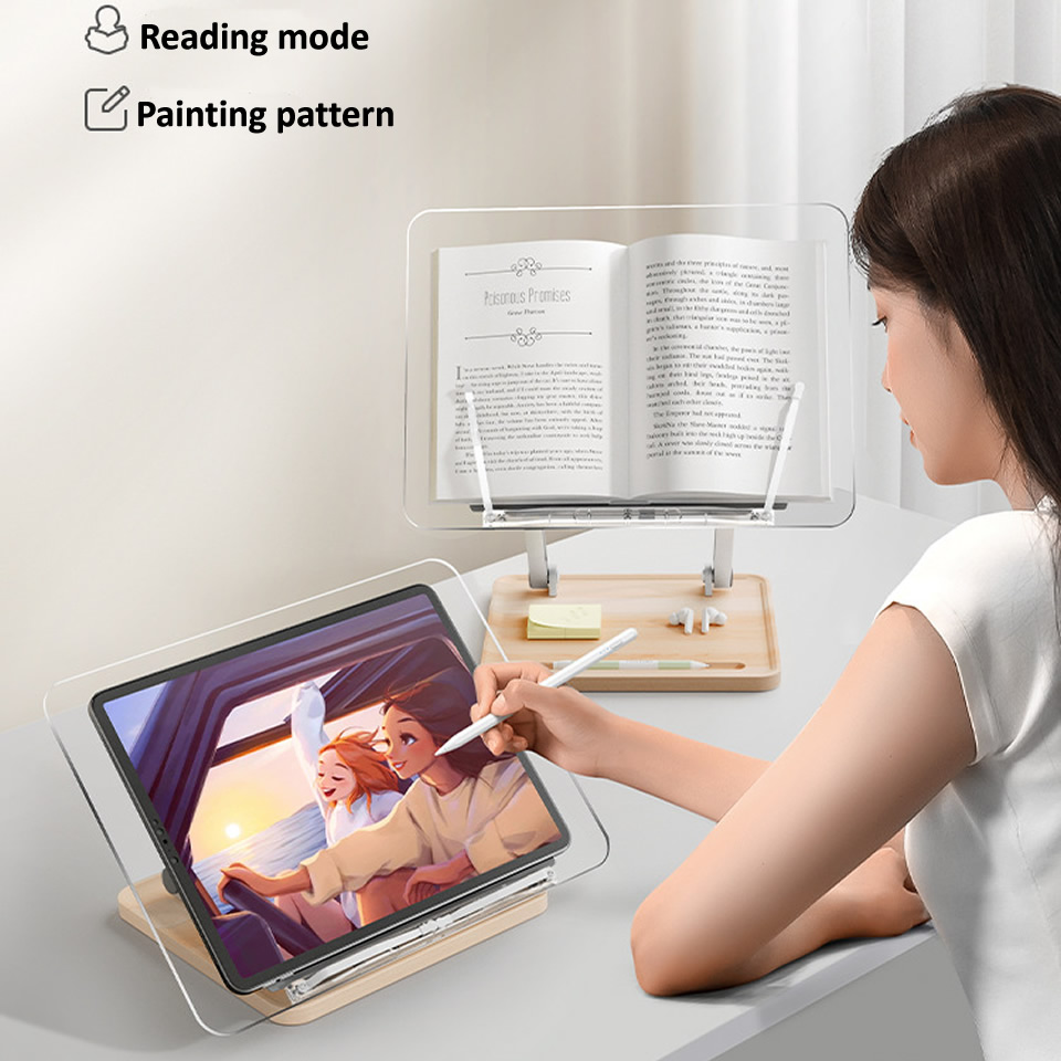 가벼운 투명 아크릴이 포함된 나무 독서대 다기능 리프팅 - Laptop Office Accessories 리뷰 및 가격